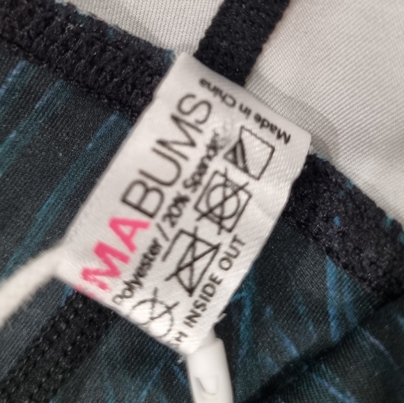 DHARMA BUMS Black Tights/Leggings with Teal Peacock Feather Print, Size XS - Picture 6 of 6